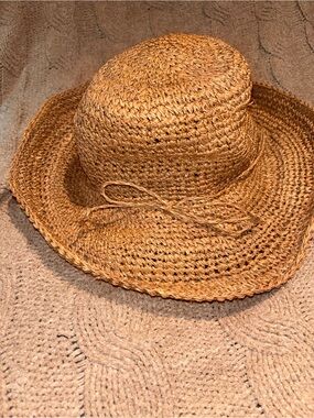 Cappelli Woven Raffia Straw Sun Hat Wide Brim Natural Boho